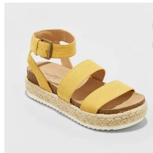 Microsuede Women’s platform espadrille sandals yellow